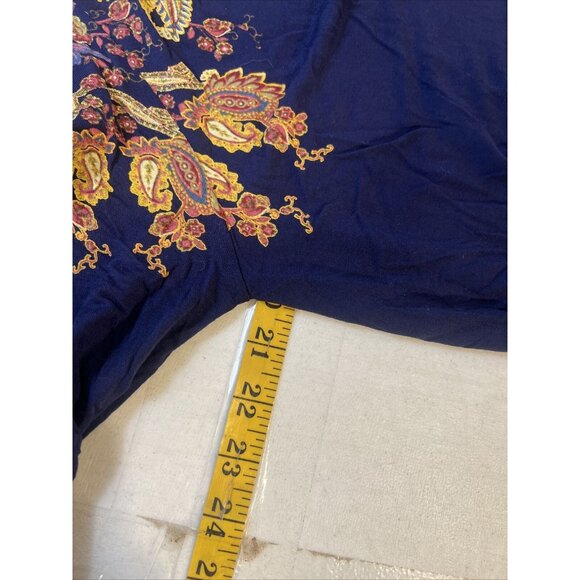 Ruff Hewn Top Boho Style Off-Shoulder Blouse Blue & Paisley Collar Large - Picture 8 of 8